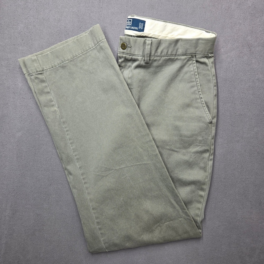 Polo Ralph Lauren Mens 33x32 Chino Pants Olive Green Straight Leg Cotton Twill